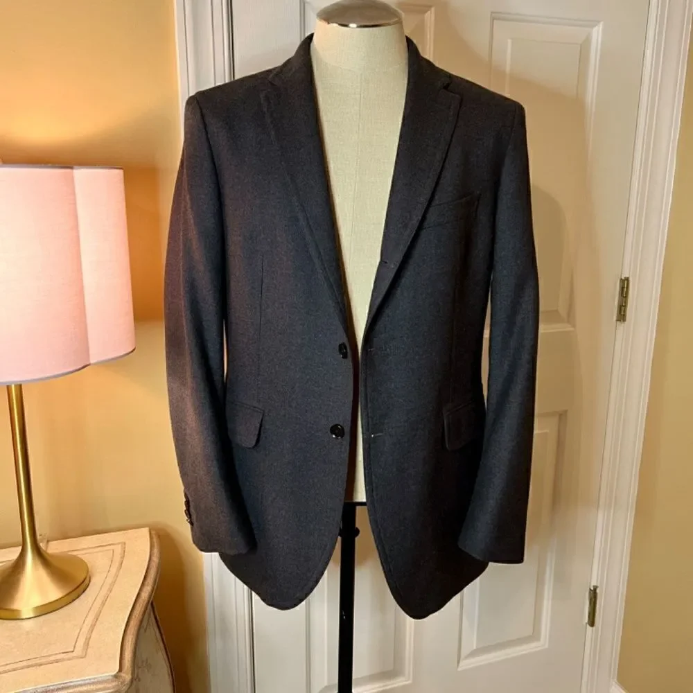 NWOT Men's Banana Republic Wool Twill Charcoal Gray Blazer Size 40R 40 Regular
